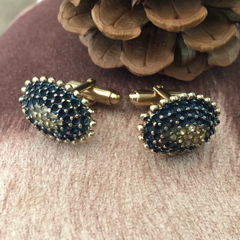 Vintage men’s Anson Karatclad oval pronged cz stone accent cuff links